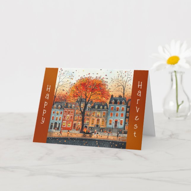 Carte Vintage Orange Tree Street Maisons Thankgiving (Petite plante)