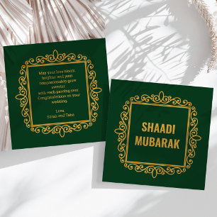 Carte vintage ornée de Shaadi Mubarak verte