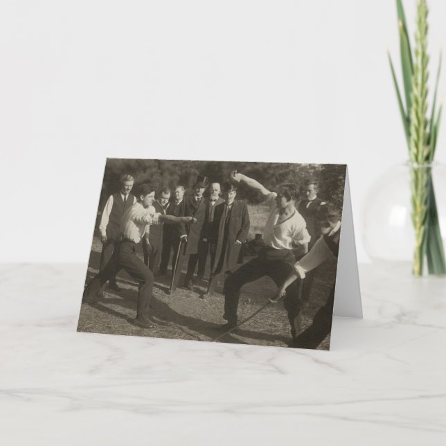 Carte Vintage Outdoor Fencing Bout Note Card (Devant)