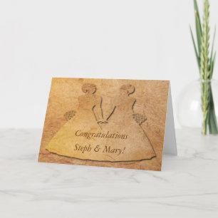 Carte Vintage Paper Lesbian Bride Wedding Card
