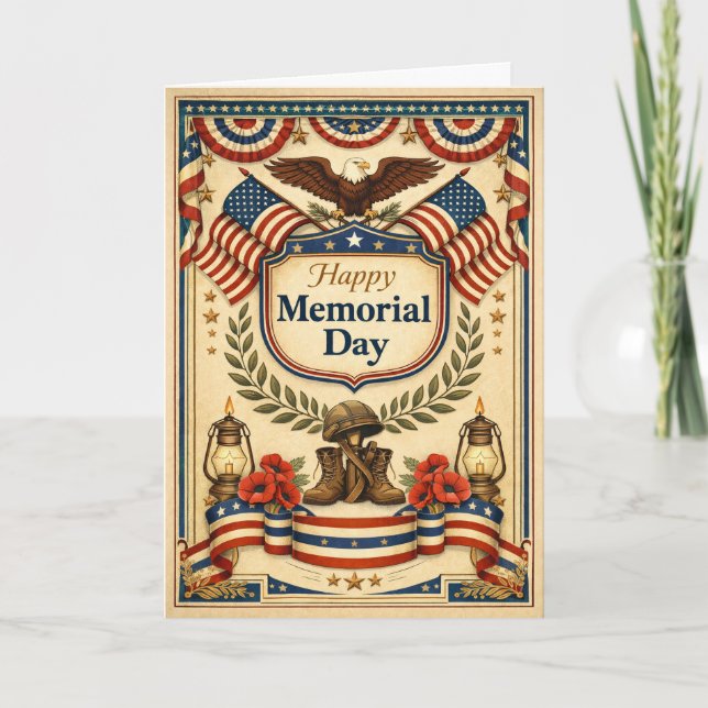 Carte Vintage Patriotic Memorial Day (Devant)