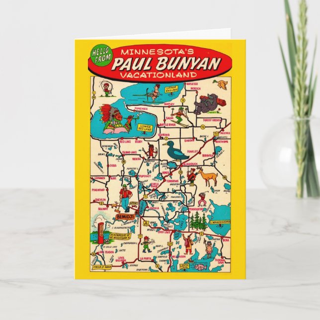 Carte Vintage Paul Bunyan's Miinesota (Devant)