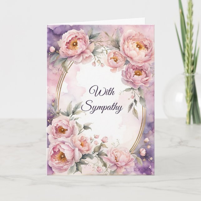 Carte Vintage Peony rose Oval Frame Sympathie (Devant)