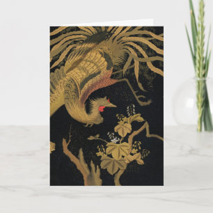 Carte Vintage Phoenix Gold Black Bird japonais