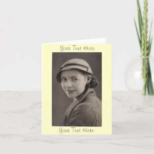 Carte vintage photo en noir et blanc portrait de femme d