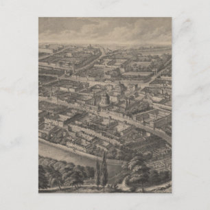 Carte vintage Pictorial d'Oxford Angleterre (1850)