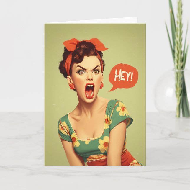 Carte Vintage Pin-Up Power Shout (Devant)
