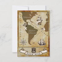 Carte vintage Pirate Anniversaire Fête Cartes RSVP