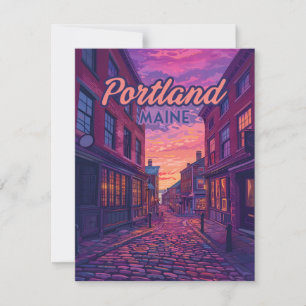 Carte Vintage Portland Maine Old Port