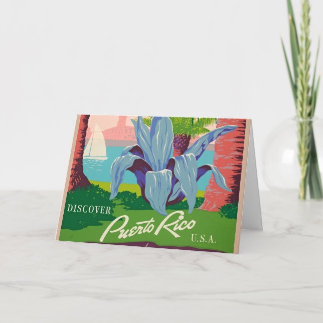 Carte Vintage Porto Rico Travel Art (Devant)
