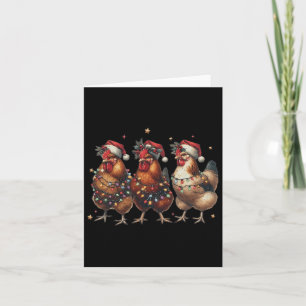 Carte Vintage poulets feux de Noël ferme animal mange