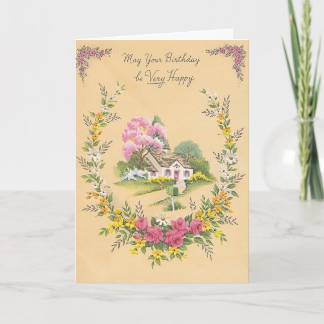 Carte Vintage - Puisse Votre Anniversaire être très heur (Devant)