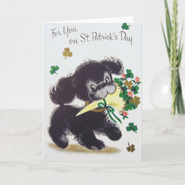 Carte Vintage Puppy St. Patrick's Day Greeting Card (Devant)