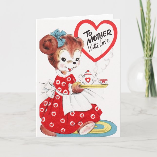 Carte Vintage Puppy Valentine pour mère (Devant)