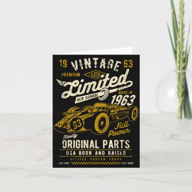 Carte Vintage Race Car Design  (Devant)