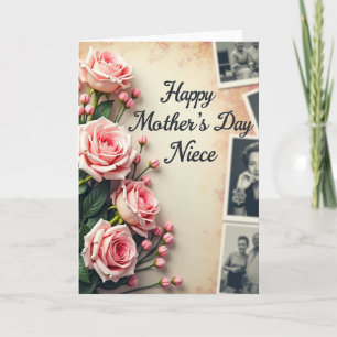 Carte vintage rayée pour mère et nièce