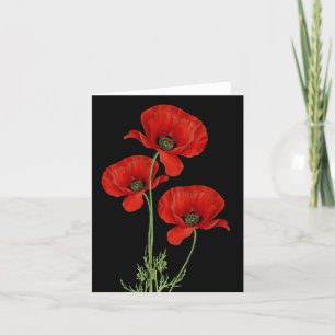 Carte Vintage Red Poppies Botanique Imprimer