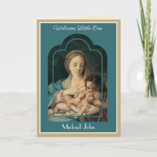 Carte vintage Religieuse Bébé Vierge Marie