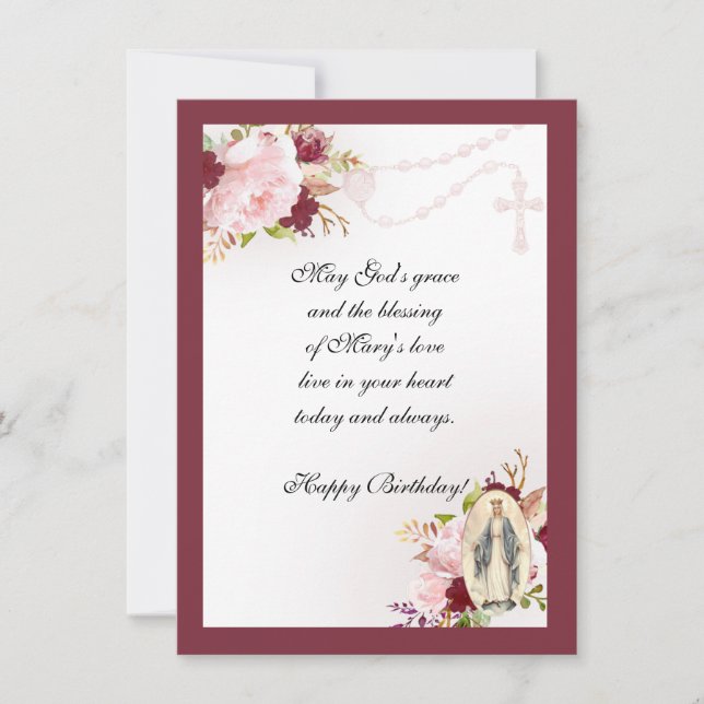 Carte Vintage Religieux Anniversaire Vierge Marie Saint  (Devant)