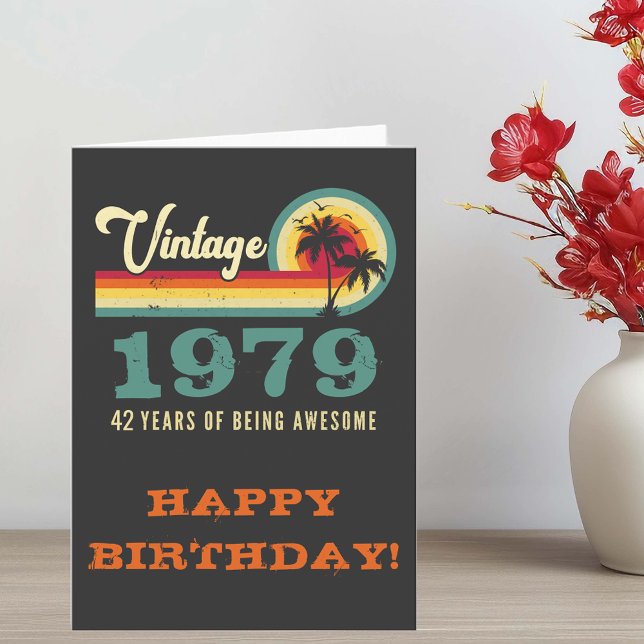 Carte Vintage Reto en détresse Anniversaire Personnalisé (Créateur téléchargé)