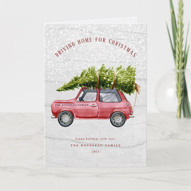 Carte vintage Retro Car Tree (Devant)