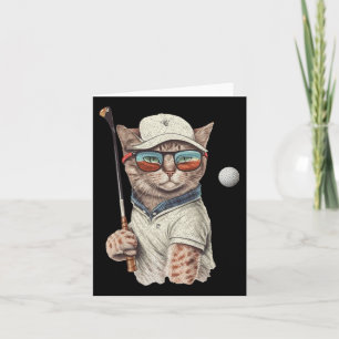 Carte Vintage Retro Chat Jouer Golf