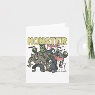 Carte Vintage Retro Halloween Monster Mash Boo Ghost ave