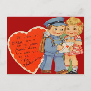 Carte vintage Retro Mailman Mailing Valentine