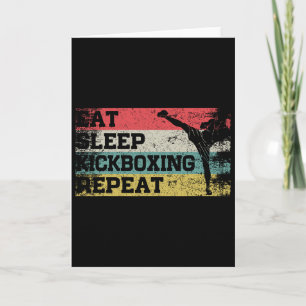 Carte Vintage Retro Manger Dormir Kickbox Répéter Drôle