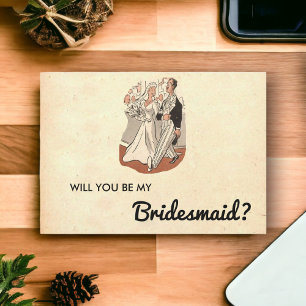 Carte vintage Retro Old Classic Couple Bridesmaid
