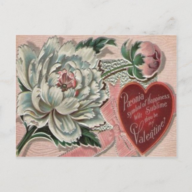 Carte vintage Retro Peony Valentine (Devant)