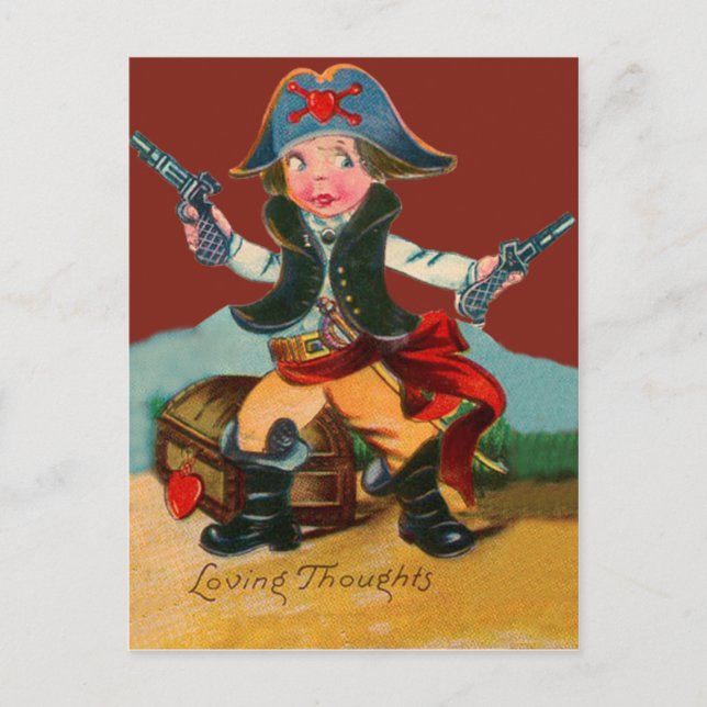 Carte vintage Retro Pirate Valentine (Devant)