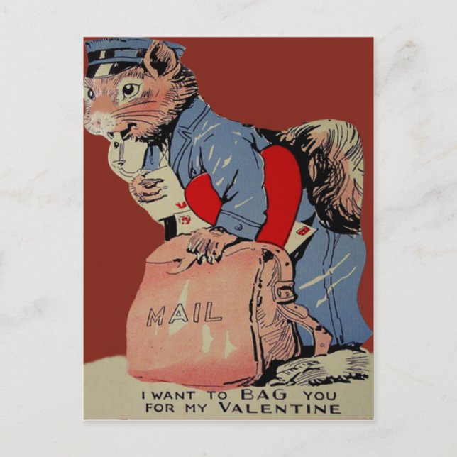 Carte vintage Retro Squirrel Mailman Valentine (Devant)
