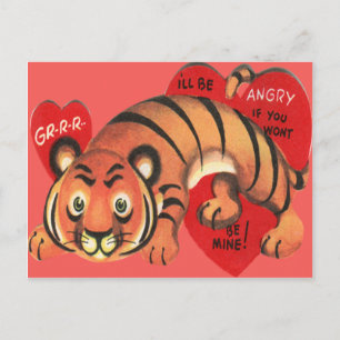 Carte vintage Retro Tiger Valentine