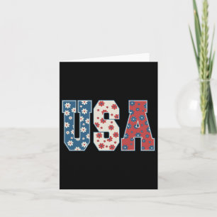 Carte Vintage Retro Usa 4 juillet Patriotic Daisy Flux
