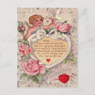 Carte vintage Retro Victorian Cupid Roses Valentin