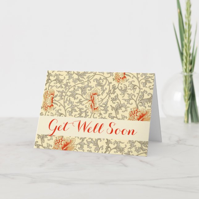 Carte Vintage rose gris botanique (Devant)