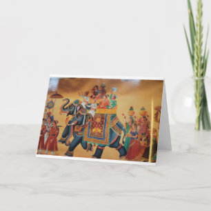 CARTE VINTAGE ROYAL INDIEN MARIAGE PROCESSION ÉLÉPHANT