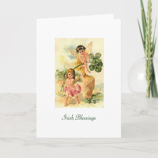 Carte Vintage Saint-Pat's Day - Irish Blessings, (Devant)