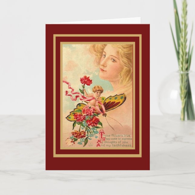Carte vintage Saint-Valentin Cupidon (Devant)