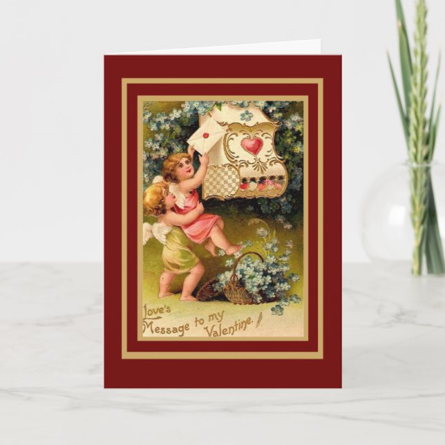 Carte vintage Saint-Valentin Cupidon (Devant)