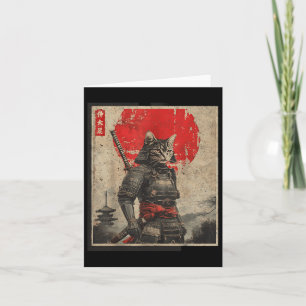 Carte Vintage Samurai Chat Japonais Tee - shirts graphiq