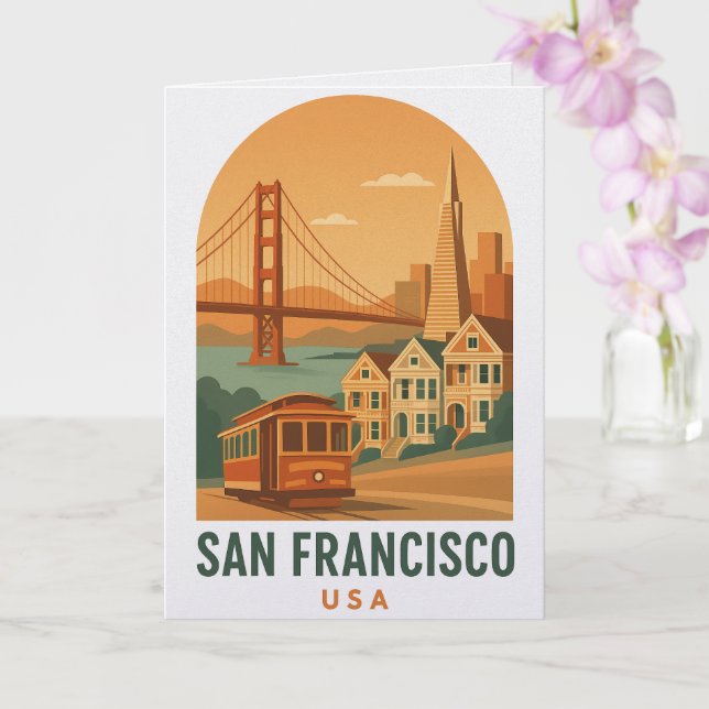 Carte Vintage San Francisco Travel Poster Postcard  (Orchidée)