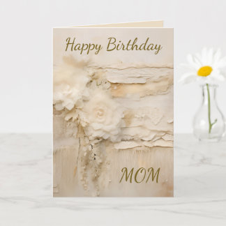 Carte Vintage Shabby Chic Fleur en Dentelle Beige Maman