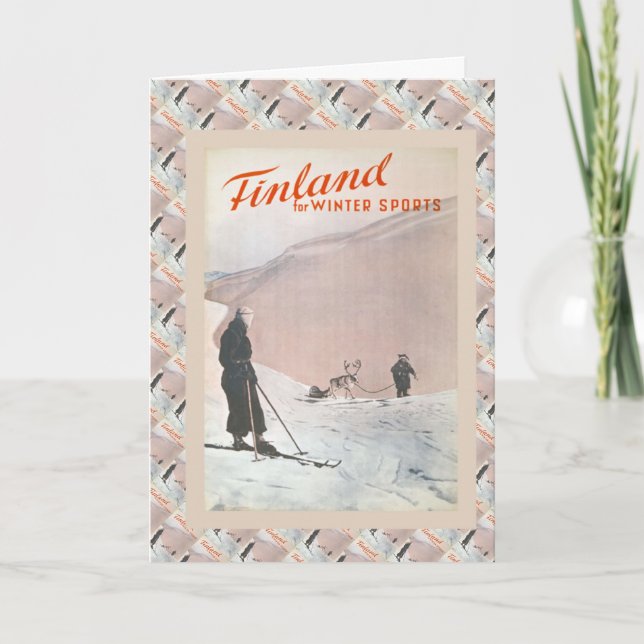 Carte Vintage Ski, Finland for Winter (Devant)