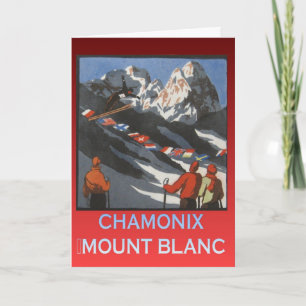 Carte Vintage Ski Poster, France, Chamonix, Mt Blanc