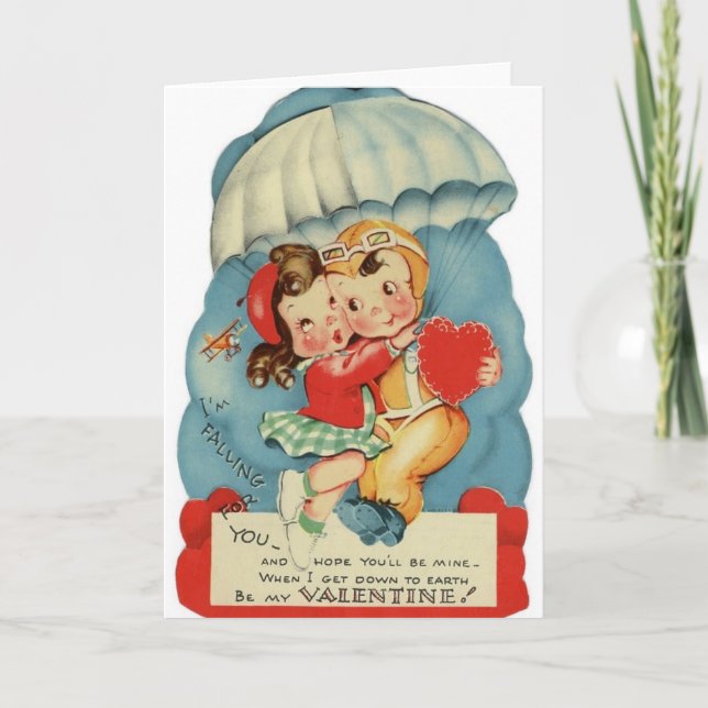 Carte vintage Skydiver Valentine's Day Card (Devant)