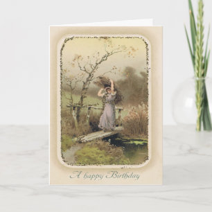 Carte vintage Snarky Birthday Card avec Fille Trav