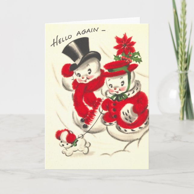 Carte vintage Snowman et Snowwoman (Devant)