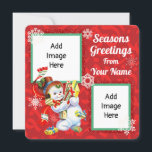 Carte vintage Snowman Plat Avec Ajouter Ses Propre<br><div class="desc">Carte vintage Snowman Plat Avec Ajoutez Des Photos Et Un Nom</div>
